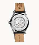 Fossil Townsman Automatic White Dial Black Leather Strap Watch for Men - ME3104