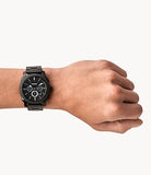 Fossil Machine Chronograph Black Dial Black Steel Strap Watch for Men - FS4552