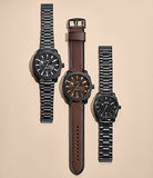 Fossil Machine Black Dial Black Steel Strap Watch for Men - FS4775