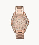 Fossil Riley Multifunction Rose Gold Dial Rose Gold Steel Strap Watch for Women - ES2811