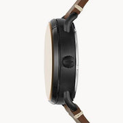 Fossil Commuter Automatic Black Dial Brown Leather Strap Watch for Men - ME3158