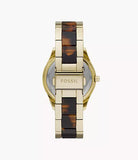 Fossil Stella Multifunction Gold Dial Two Tone Steel Strap Watch for Women - ES4756