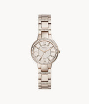 Fossil Virginia Pink Dial Pink Steel Strap Watch for Women - ES4482