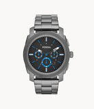 Fossil Machine Chronograph Brown Dial Grey Steel Strap Watch for Men - FS4931