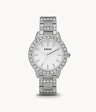 Fossil Jesse White Dial Silver Steel Strap Watch for Women - ES2362