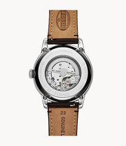 Fossil Townsman Automatic Blue Dial Brown Leather Strap Watch for Men - ME3110