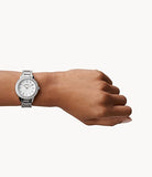 Fossil Jesse White Dial Silver Steel Strap Watch for Women - ES2362