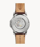 Fossil Grant Automatic White Dial Brown Leather Strap Watch for Men -  ME3027