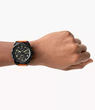 Fossil Bronson Black Dial Brown Leather Strap Watch for Men - FS5714