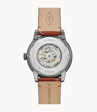 Fossil Townsman Automatic Skeleton Black Dial Brown Leather Strap Watch for Men - ME3181