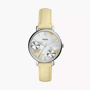 Fossil Jacqueline Three-Hand White Dial Yellow Leather Strap Watch for Women - ES4812