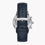 Emporio Armani Giovanni T Bar Chronograph Quartz Blue Dial Blue Leather Strap Watch For Men - AR11226