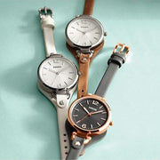 Fossil Georgia White Dial Brown Leather Strap Watch for Women - ES3060