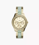 Fossil Stella Multifunction Gold Dial Two Tone Steel Strap Watch for Women - ES4757