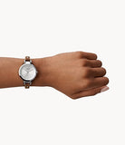 Fossil Georgia White Dial Brown Leather Strap Watch for Women - ES3060