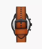 Fossil Bronson Black Dial Brown Leather Strap Watch for Men - FS5714