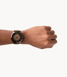 Fossil Townsman Automatic Black Dial Brown Leather Strap Watch for Men - ME3155