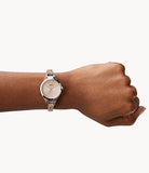 Fossil Georgia Bone Grey Dial Beige Leather Strap Watch for Women - ES2830