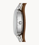 Fossil Georgia White Dial Brown Leather Strap Watch for Women - ES3060