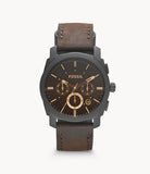 Fossil Machine Flight Chronograph Brown Dial Brown Leather Strap Watch for Men - FS4656