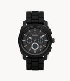 Fossil Machine Chronograph Black Dial Black Silicone Strap Watch for Men - FS4487