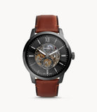 Fossil Townsman Automatic Skeleton Black Dial Brown Leather Strap Watch for Men - ME3181