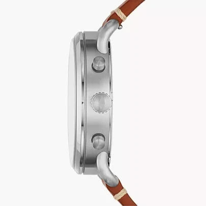 Fossil The Commuter Blue Dial Brown Leather Strap Watch for Men