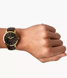 Fossil The Minimalist Black Dial Black Leather Strap Watch for Men - FS5376