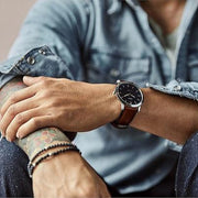 Fossil Minimalist Blue Dial Brown Leather Strap Watch for Men - FS5304