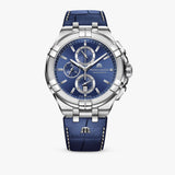 Maurice Lacroix Aikon Chronograph Blue Dial Blue Leather Strap Watch for Men - AI1018-SS001-430-1