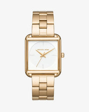 Michael Kors Lake Quartz White Dial Gold Steel Strap Watch For Women - MK3644
