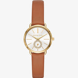 Michael Kors Portia Quartz White Dial Brown Leather Strap Watch For Women - MK2734