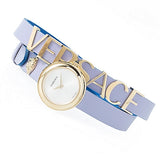 Versace V Flare Silver Dial Blue Leather Strap Watch for Women - VEBN00118