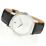 Movado Museum Quartz Silver Dial Black Leather Strap Watch For Men - 2100001