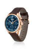 Hugo Boss Grand Prix Blue Dial Brown Leather Strap Watch for Men - 1513604