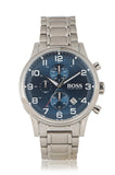 Hugo Boss Aeroliner Blue Dial Silver Steel Strap Watch for Men - 1513183