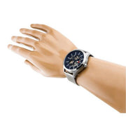Tommy Hilfiger Spencer Skeleton Black Dial Silver Mesh Bracelet Watch for Men - 1791643