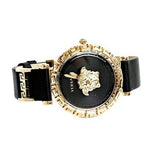 Versace Palazzo Empire Greca Black Dial Black Leather Strap Watch for Women - VEDV00119