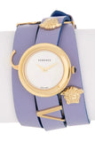 Versace V-Flare Silver Dial Purple Leather Strap Watch for Women - VEBN00318