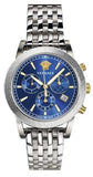 Versace Sport Tech Chronograph Blue Dial Silver Steel Strap Watch for Men - VELT00219