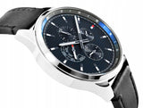 Tommy Hilfiger Shawn Multi Function Quartz Blue Dial Black Leather Strap Watch for Men - 1791616