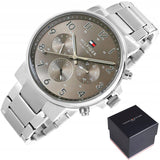 Tommy Hilfiger Chronograph Grey Dial Silver Steel Strap Watch for Men - 1710382