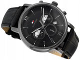 Tommy Hilfiger Evan Black Dial Black Leather Strap Watch for Men - 1710395