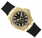 Guess Venus Diamonds Black Dial Black Rubber Strap Watch for Women - GW0118L1