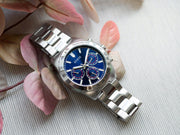 Guess Altitude Chronograph Blue Dial Silver Steel Strap Watch for Men - GW0329G1