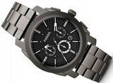 Fossil Machine Chronograph Black Dial Black Steel Strap Watch for Men - FS4662