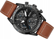 Hugo Boss Pilot Chronograph Black Dial Brown Leather Strap Watch for Men - 1513851