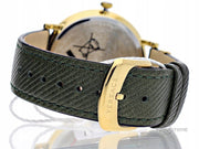 Versace V-Circle Manifesto Gold Dial Black Leather Strap Watch for Men - VBQ030017