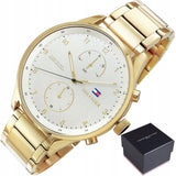 Tommy Hilfiger Chase Quartz White Dial Gold Steel Strap Watch for Men - 1791576