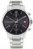 Tommy Hilfiger Daniel Black Dial Silver Steel Strap Watch for Men - 1710413